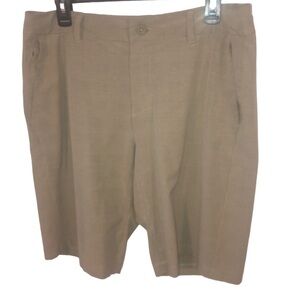 Hang Ten Shorts Khaki Bermuda Style Pocketed Performance Casual Beach Outdoor 36